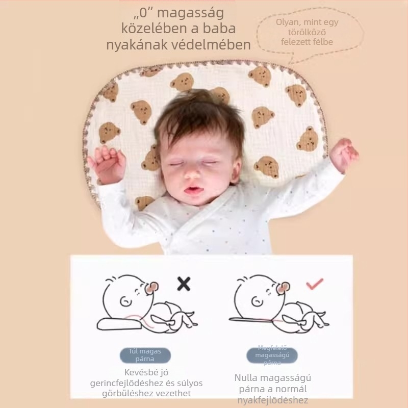 Felhő párna újszülötteknek, 100% pamut, tízréteg géz, rajzfilm stílus