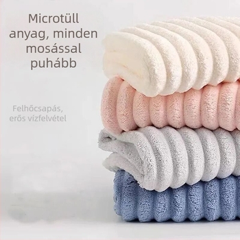 Nedves hajra szárító női sapka, nedvszívó, turbán, kettős réteg, korál fleece anyag, 150D szál, hat szálas szövés, súly kevesebb mint 30 g