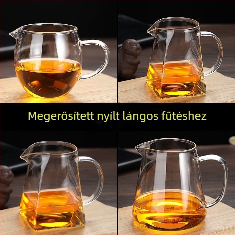 Hőálló, vastagított üvegből készült teáskészlet beépített teafilterrel és főzőszűrővel