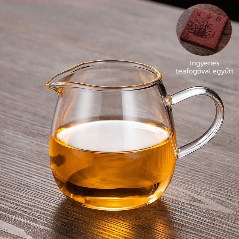 Hőálló, vastagított üvegből készült teáskészlet beépített teafilterrel és főzőszűrővel