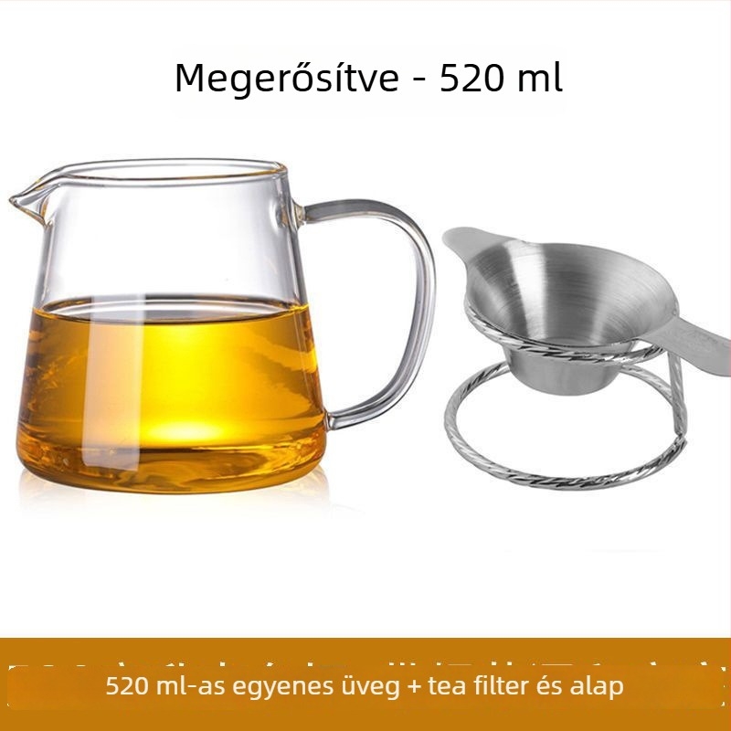 Hőálló, vastagított üvegből készült teáskészlet beépített teafilterrel és főzőszűrővel