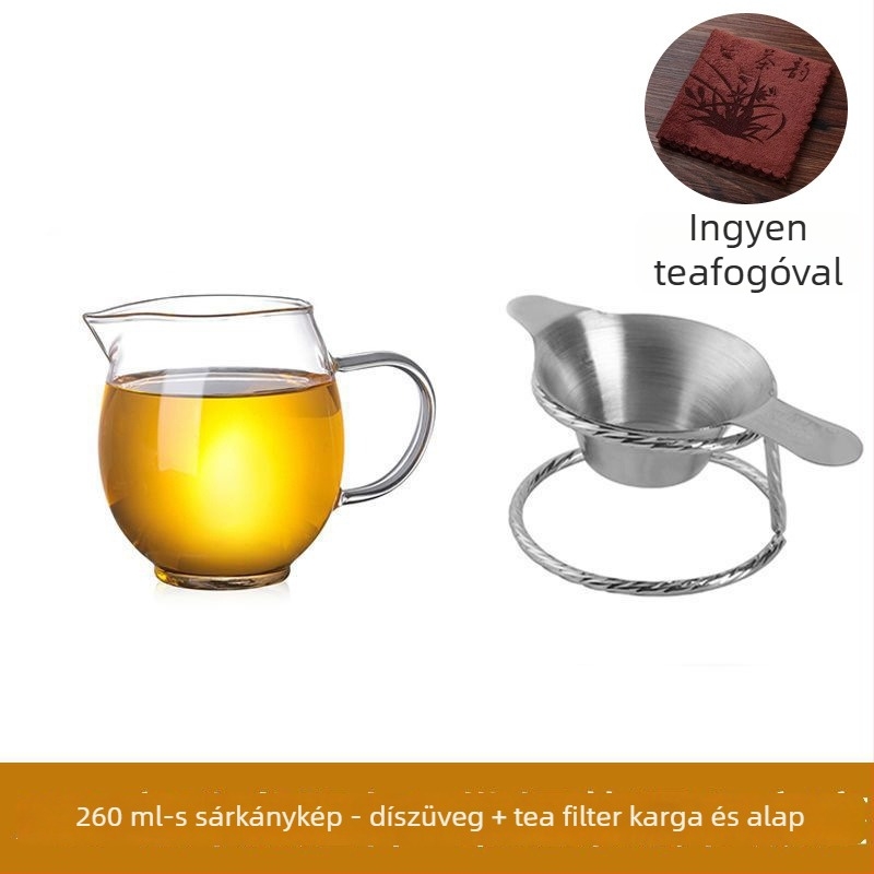 Hőálló, vastagított üvegből készült teáskészlet beépített teafilterrel és főzőszűrővel
