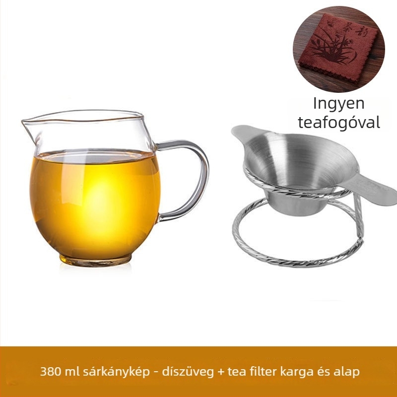 Hőálló, vastagított üvegből készült teáskészlet beépített teafilterrel és főzőszűrővel