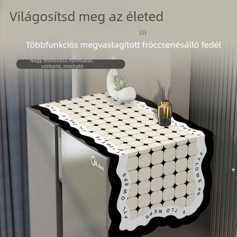 Textilből készült hűtőfedél por- és olajálló, otthoni használatra, egy- és kétszárnyú amerikai stílusú hűtőkhöz
