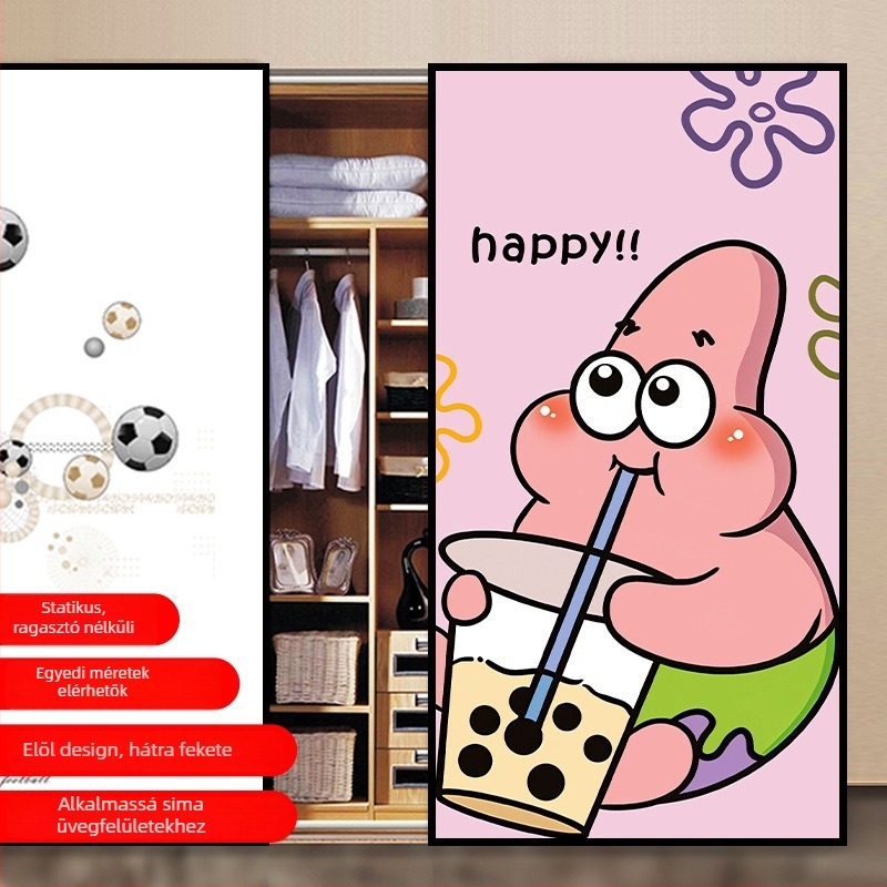 PVC öntapadós üvegfilm animációs mintával, nappaliba, 1 darab