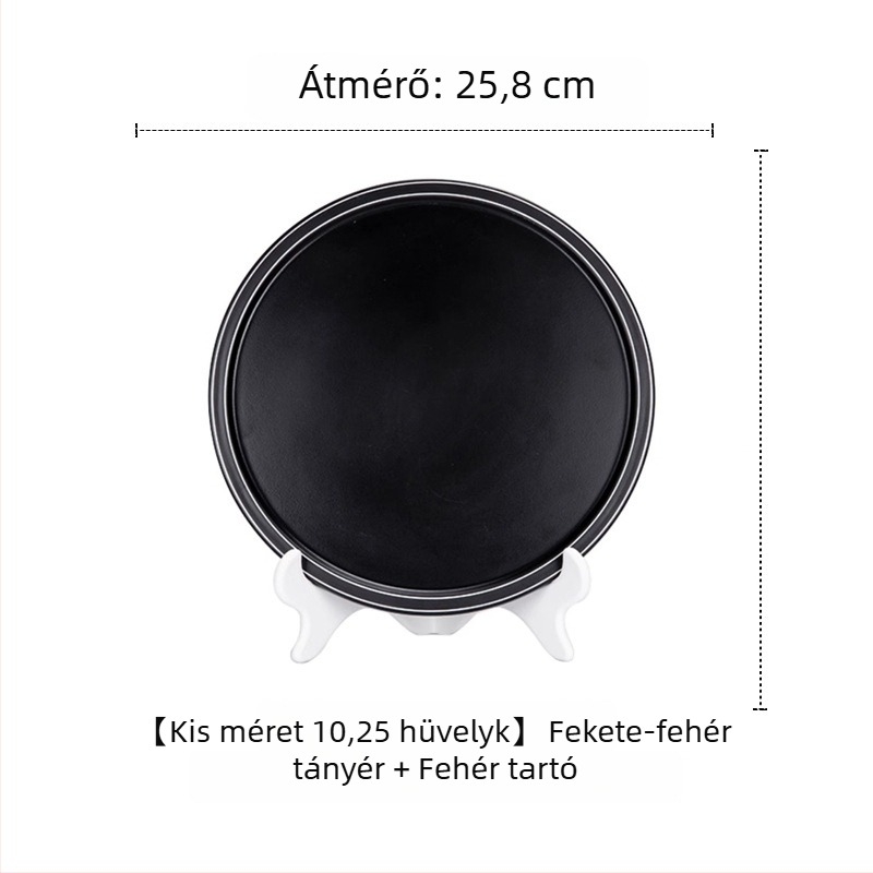Melamin tál lapos, tartóval – kör, csíkos mintázat, aláglazúros szín, logó nyomtatás és testreszabás elérhető