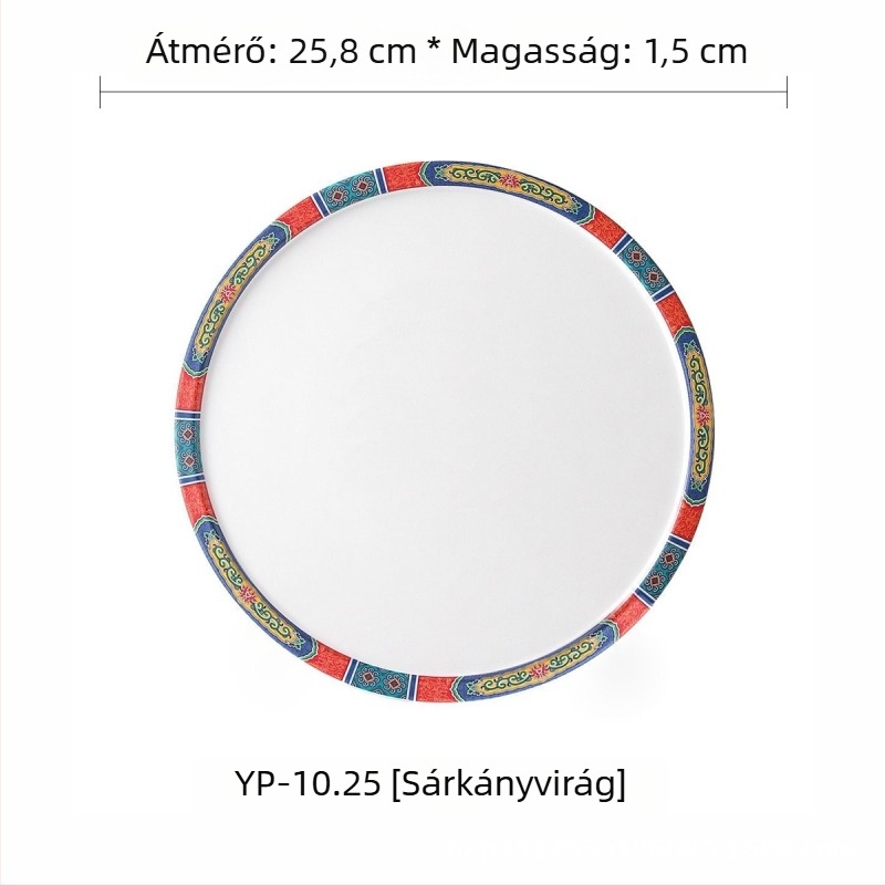Melamin tál lapos, tartóval – kör, csíkos mintázat, aláglazúros szín, logó nyomtatás és testreszabás elérhető
