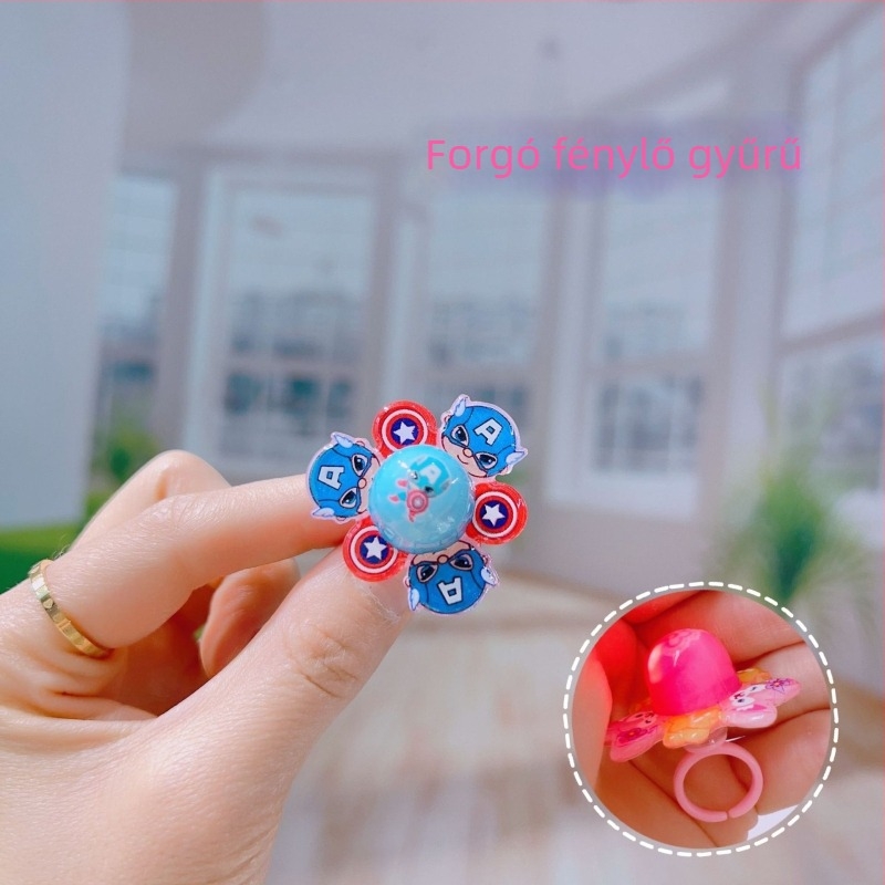 Gyermekeknek forgó gyűrű — műanyag/gyanta, rajzfilmszerű stílus, Lányos Hercegnő sorozat, logó nyomtatás lehetősége