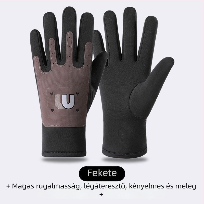 Gyerekek téli kerékpáros kesztyűi, fleece béléssel, szélálló, fagyálló, 6–10 éveseknek