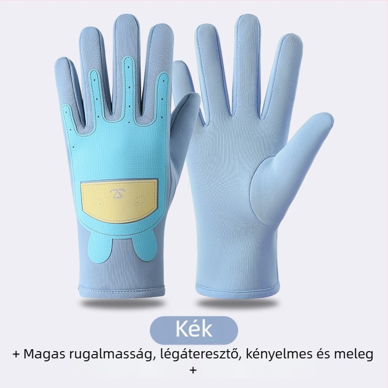 Gyerekek téli kerékpáros kesztyűi, fleece béléssel, szélálló, fagyálló, 6–10 éveseknek
