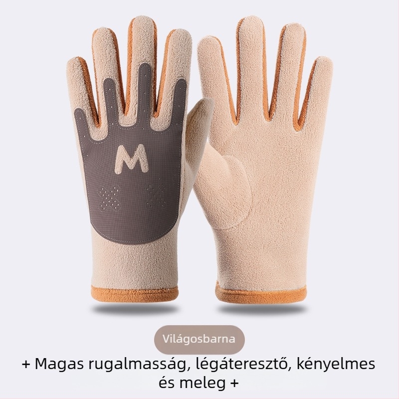 Gyerekek téli kerékpáros kesztyűi, fleece béléssel, szélálló, fagyálló, 6–10 éveseknek