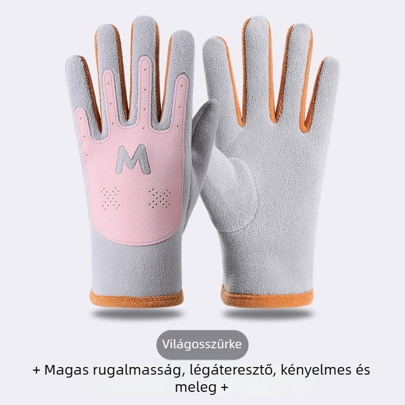 Gyerekek téli kerékpáros kesztyűi, fleece béléssel, szélálló, fagyálló, 6–10 éveseknek
