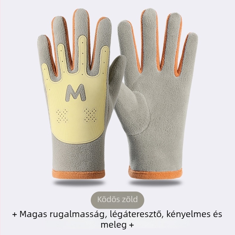 Gyerekek téli kerékpáros kesztyűi, fleece béléssel, szélálló, fagyálló, 6–10 éveseknek