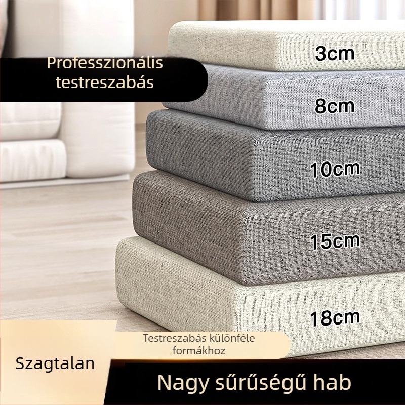 Kanapé párna lenvászon borítással, 60D magas sűrűségű hab, testreszabható, levehető és mosható, megvastagított és kemény tatami matrac ablakhoz