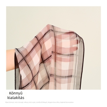 Koreai stílusú pöttyös chiffon sál, könnyű fej- és nyakvédő kendő, sima szövés, 100% poliészter, középhosszú bohem retro stílus