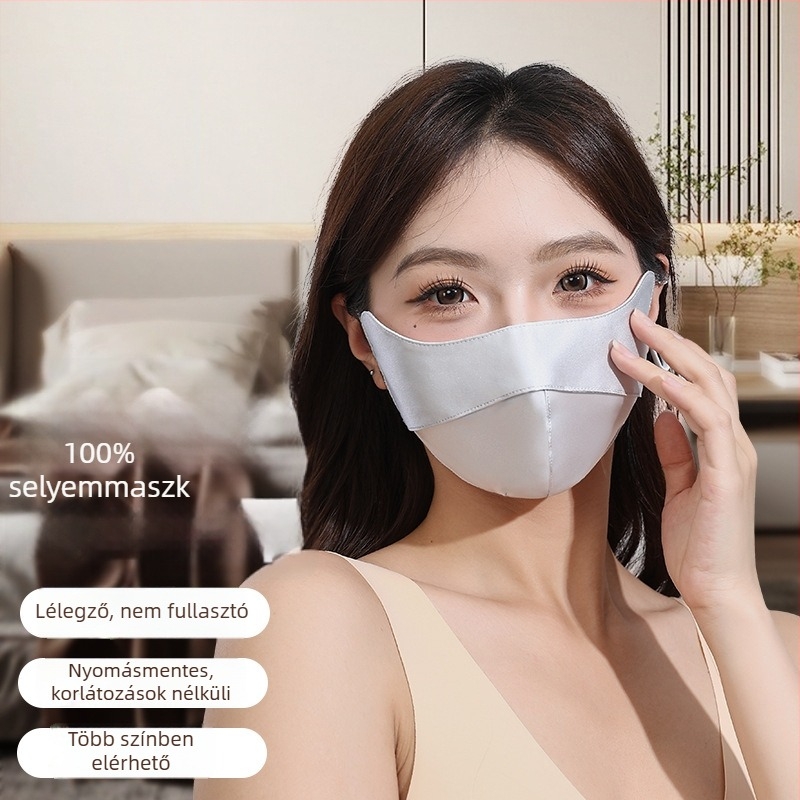 Selyemből készült szemmaszk 3D dizájnnal, UV védelem, egyszínű minta, fülkötő pánttal, dekoratív, uniszex