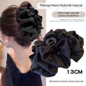 Hajcsat buborékos masnival, kézzel készített, rögzítés típusa: csipesz, anyagok: textil, akril, háló