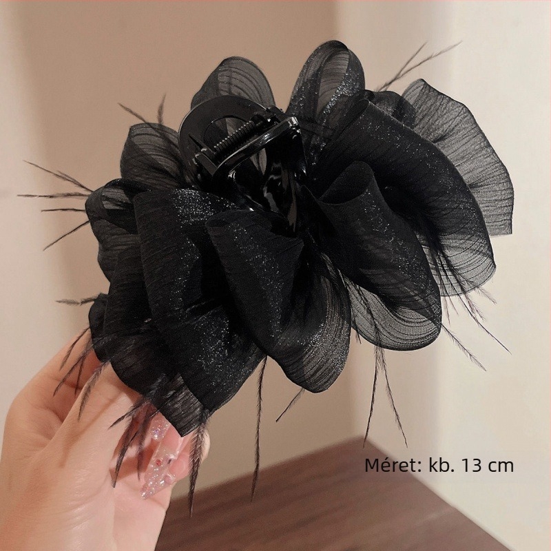 Hajcsat buborékos masnival, kézzel készített, rögzítés típusa: csipesz, anyagok: textil, akril, háló