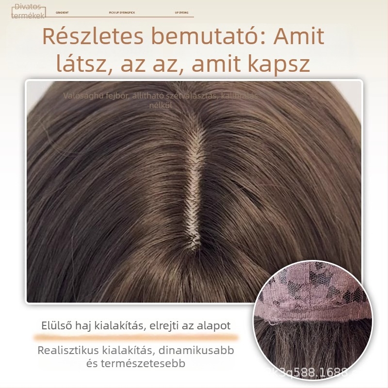 Paróka kettős lófarokkal, hosszú göndör haj, teljes fejfedél, hőálló szálak