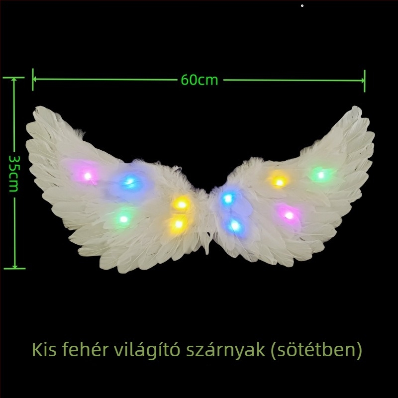 Angyalszárny rekvizít fotózáshoz, tollas anyagból, kézzel készített