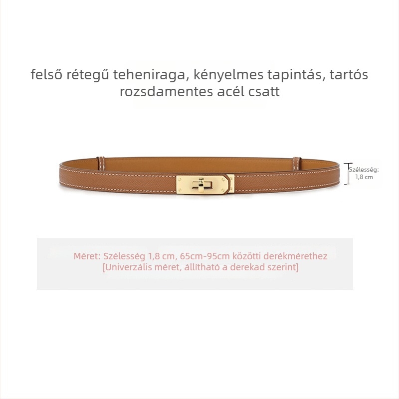 Kelly női öv valódi bőrből | első osztályú tehénbőr; övcsat anyaga: ötvözet; záródás: csattal; szélesség kevesebb, mint 2 cm; stílus: üzleti, elegáns, univerzális