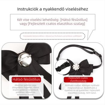 Női csokornyakkendő, sík fejű, koreai stílusú, egyszínű, poliészter szál
