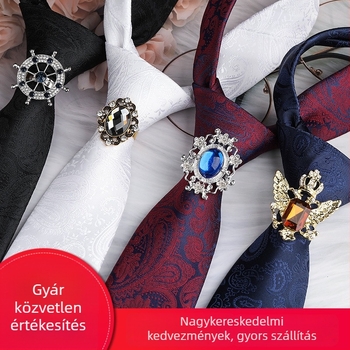 Unisex nyakkendő-klipsz strasszos virágmintával, ötvözet, jacquard, elektroplakálás