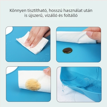 Szilikon etetőkötény vízálló 3D ételosztó zsebbel és nyálzsákkal, uniszex, élelmiszer-minőségű szilikon