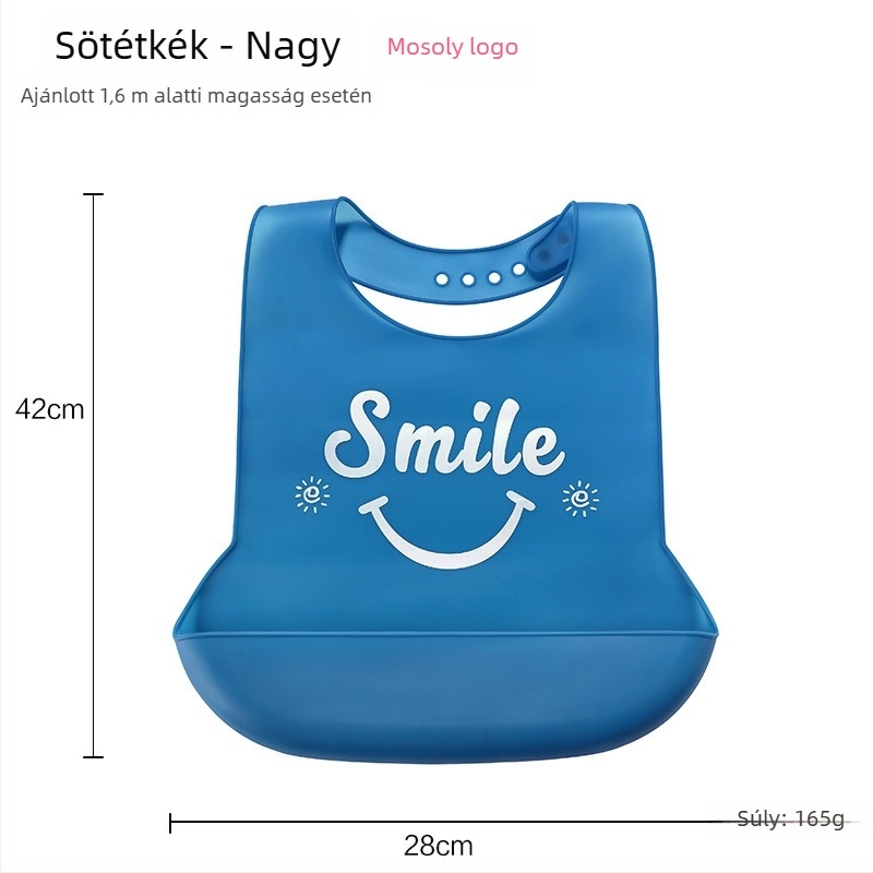 Szilikon etetőkötény vízálló 3D ételosztó zsebbel és nyálzsákkal, uniszex, élelmiszer-minőségű szilikon