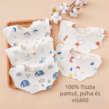 Pamut bébi etető kötény, vízálló plum blossom mintával, újszülötteknek (0–1 év), uniszex