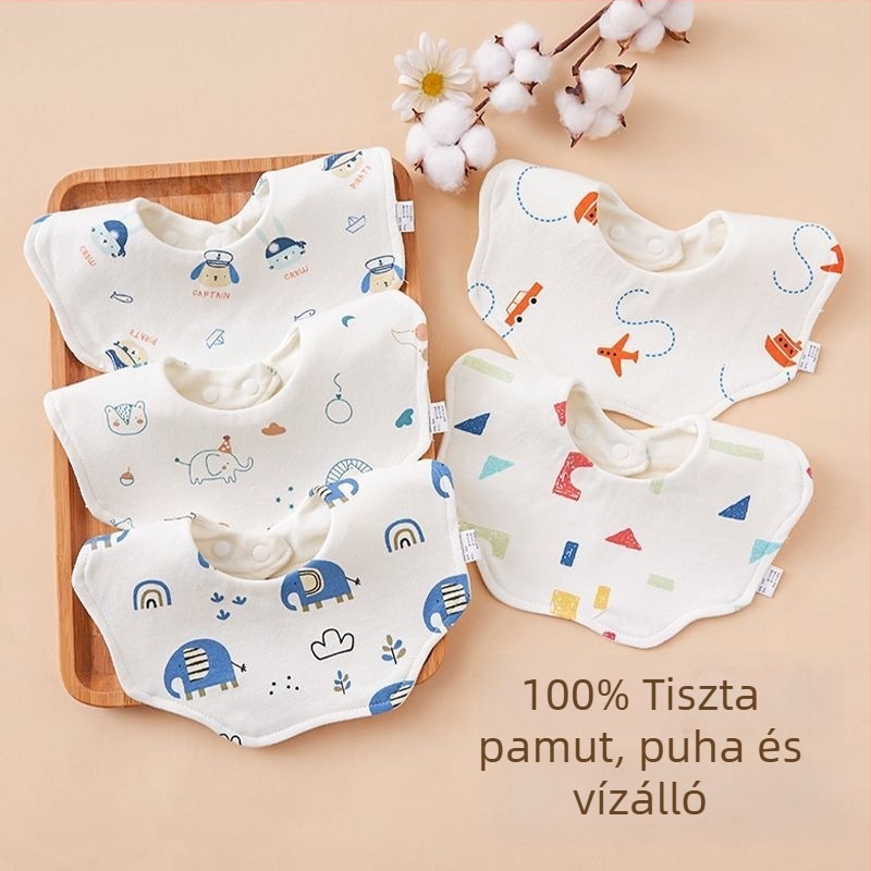 Pamut bébi etető kötény, vízálló plum blossom mintával, újszülötteknek (0–1 év), uniszex