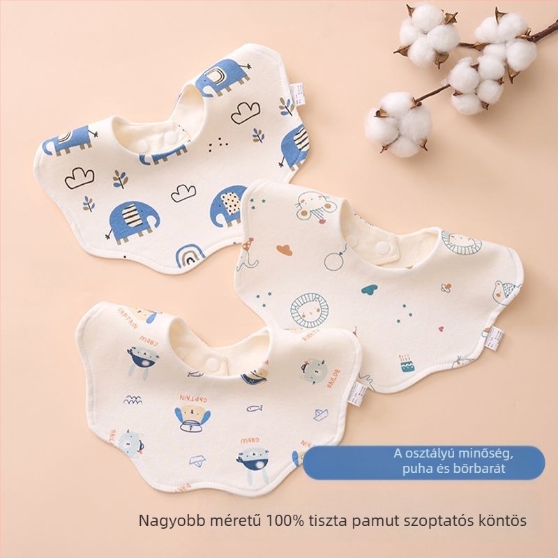 Pamut bébi etető kötény, vízálló plum blossom mintával, újszülötteknek (0–1 év), uniszex