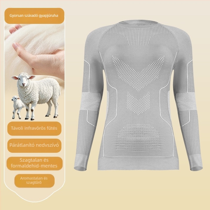 Uniszex gyorsan száradó csíkos juhgyapjú ruha, kültéri túrázáshoz és síeléshez, nedvességelvezető, téli-tavaszi-ősz szezonokra