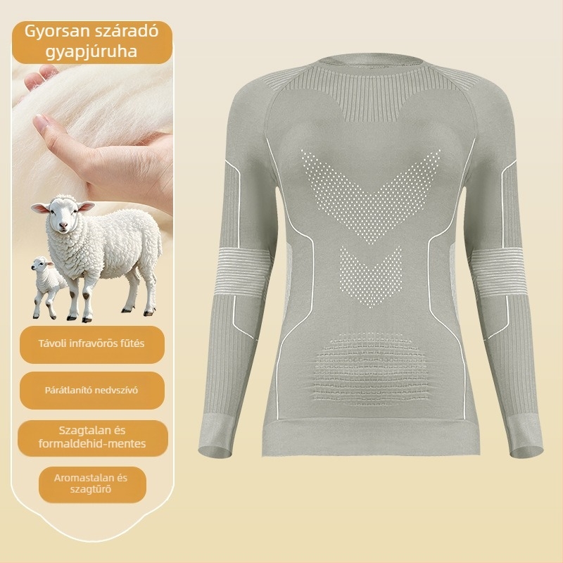 Uniszex gyorsan száradó csíkos juhgyapjú ruha, kültéri túrázáshoz és síeléshez, nedvességelvezető, téli-tavaszi-ősz szezonokra