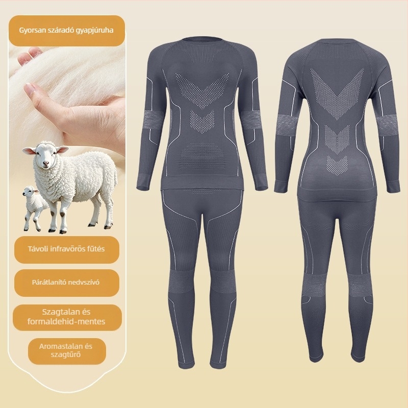 Uniszex gyorsan száradó csíkos juhgyapjú ruha, kültéri túrázáshoz és síeléshez, nedvességelvezető, téli-tavaszi-ősz szezonokra