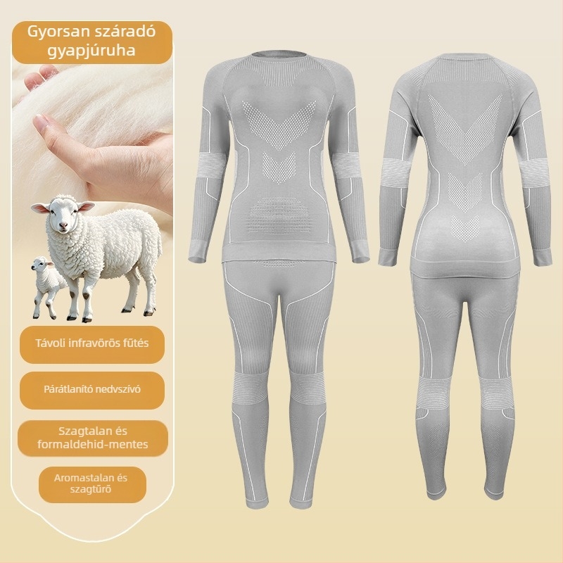 Uniszex gyorsan száradó csíkos juhgyapjú ruha, kültéri túrázáshoz és síeléshez, nedvességelvezető, téli-tavaszi-ősz szezonokra