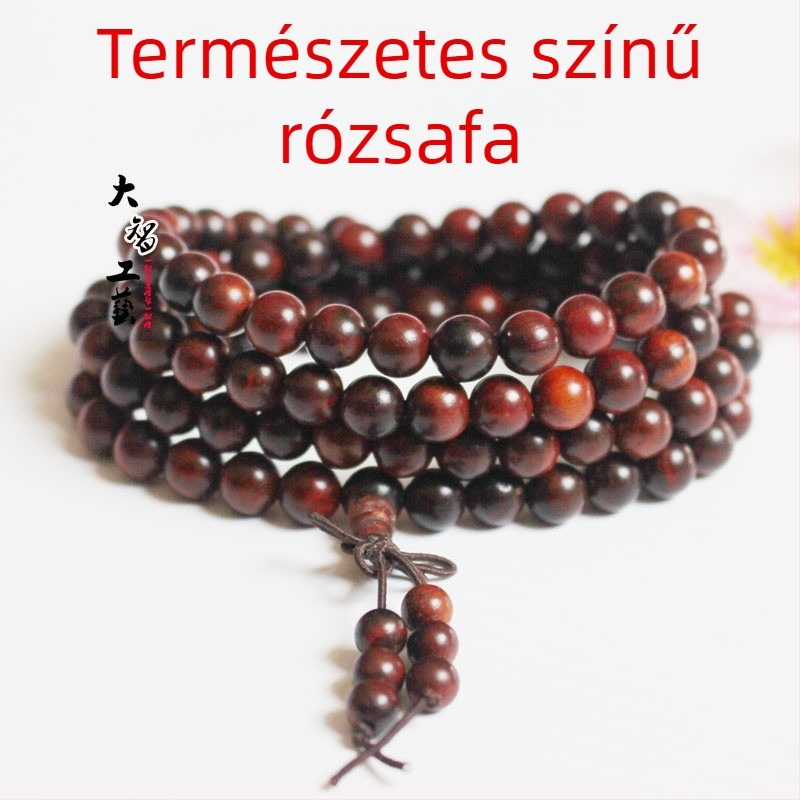 108 gyöngyös buddhista mala, ebonfa és rózsafa gyöngyökkel, 6 mm vagy 8 mm
