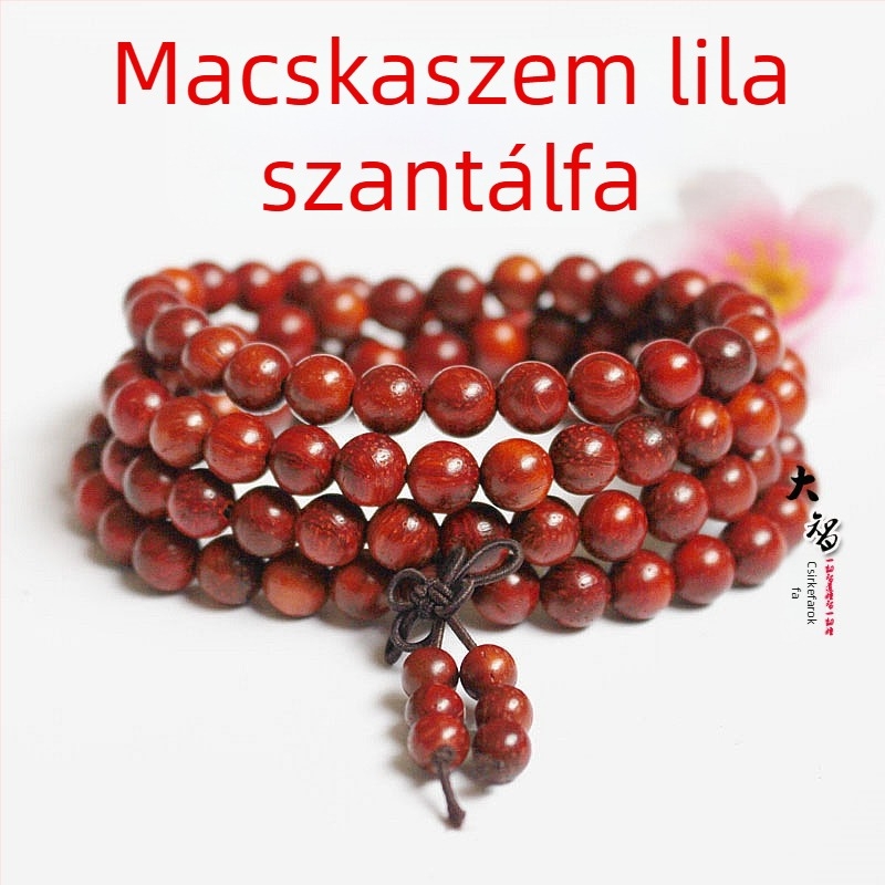 108 gyöngyös buddhista mala, ebonfa és rózsafa gyöngyökkel, 6 mm vagy 8 mm