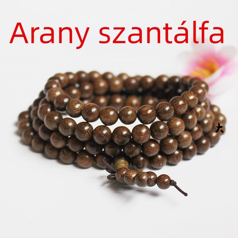 108 gyöngyös buddhista mala, ebonfa és rózsafa gyöngyökkel, 6 mm vagy 8 mm