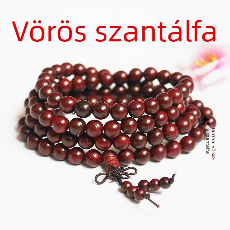 108 gyöngyös buddhista mala, ebonfa és rózsafa gyöngyökkel, 6 mm vagy 8 mm