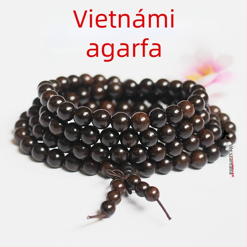 108 gyöngyös buddhista mala, ebonfa és rózsafa gyöngyökkel, 6 mm vagy 8 mm