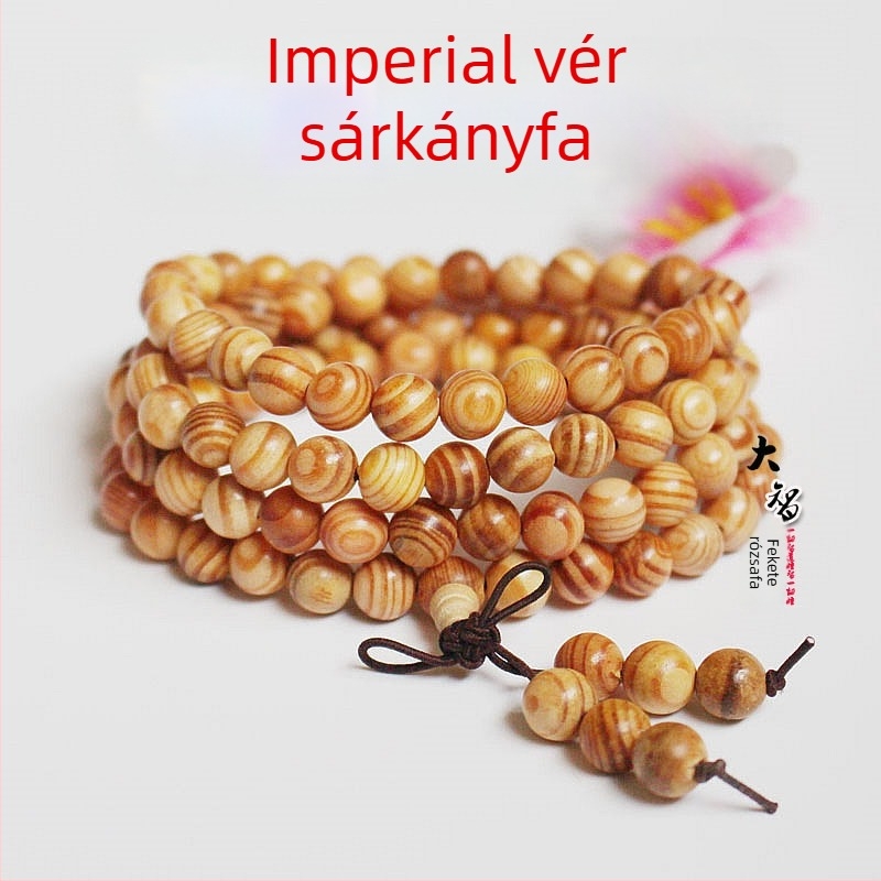 108 gyöngyös buddhista mala, ebonfa és rózsafa gyöngyökkel, 6 mm vagy 8 mm
