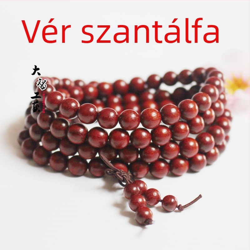 108 gyöngyös buddhista mala, ebonfa és rózsafa gyöngyökkel, 6 mm vagy 8 mm
