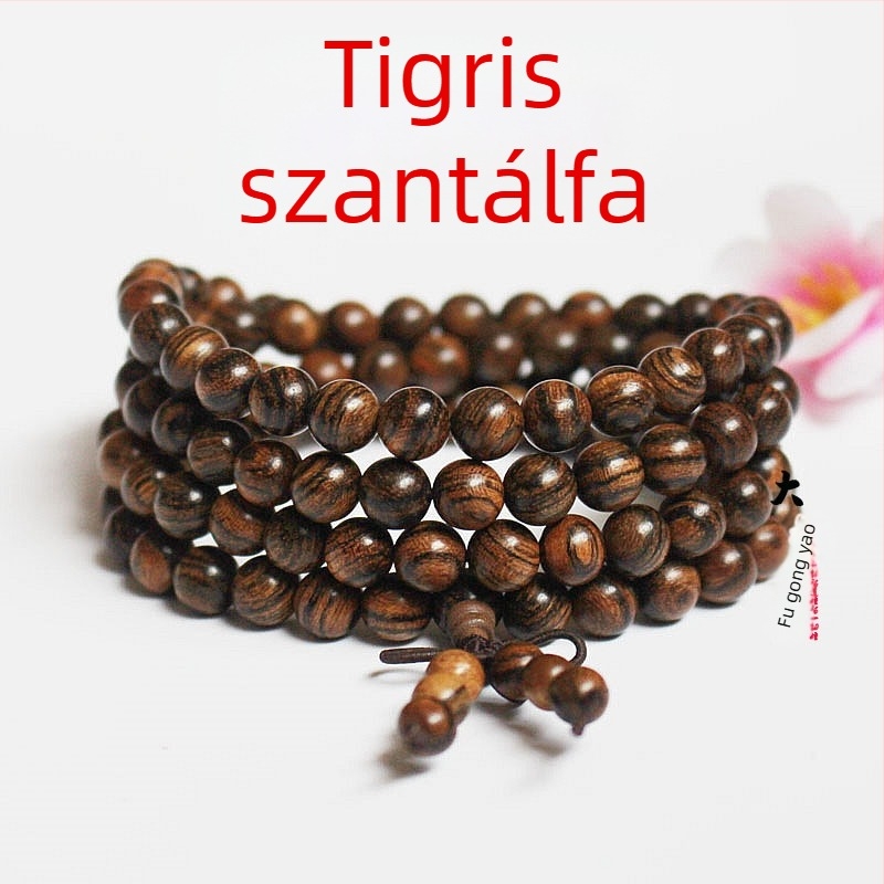 108 gyöngyös buddhista mala, ebonfa és rózsafa gyöngyökkel, 6 mm vagy 8 mm