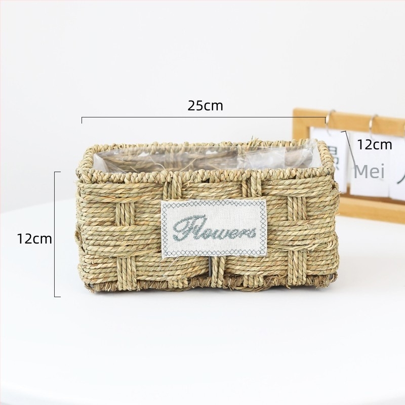 Virágcserép növényi rostokból, kézzel szőtt, biológiailag lebomló, pasztorális stílus