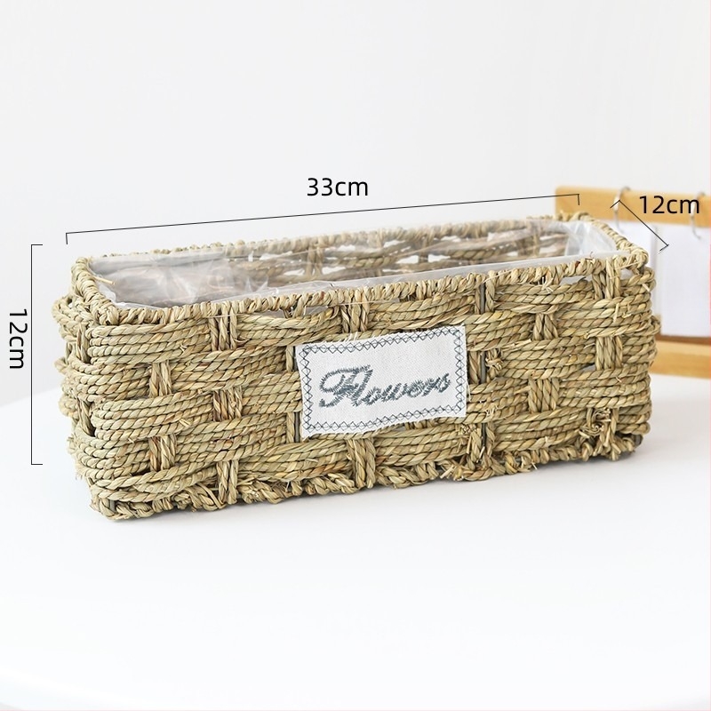 Virágcserép növényi rostokból, kézzel szőtt, biológiailag lebomló, pasztorális stílus