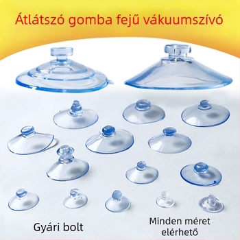 PVC vákuumos autórendszám-tartó kampó, gomba fej, átlátszó, több horogos kialakítás, teherbírás 0–1 kg