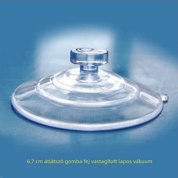 PVC vákuumos autórendszám-tartó kampó, gomba fej, átlátszó, több horogos kialakítás, teherbírás 0–1 kg