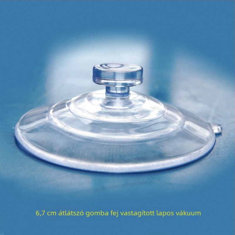 PVC vákuumos autórendszám-tartó kampó, gomba fej, átlátszó, több horogos kialakítás, teherbírás 0–1 kg