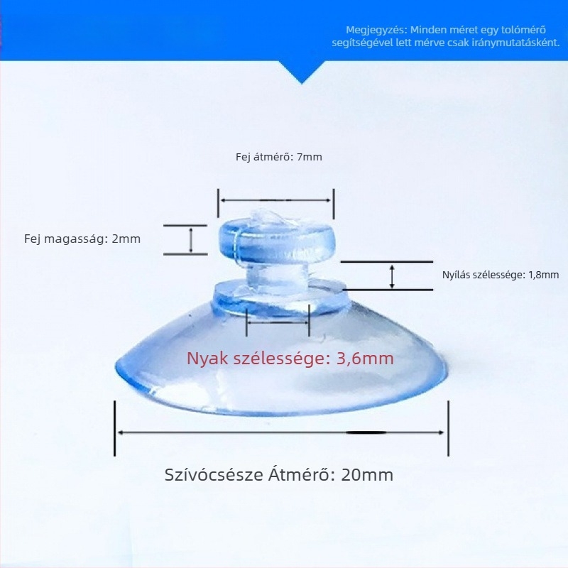 PVC vákuumos autórendszám-tartó kampó, gomba fej, átlátszó, több horogos kialakítás, teherbírás 0–1 kg